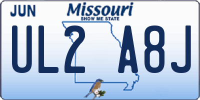 MO license plate UL2A8J