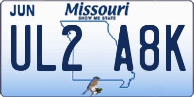 MO license plate UL2A8K