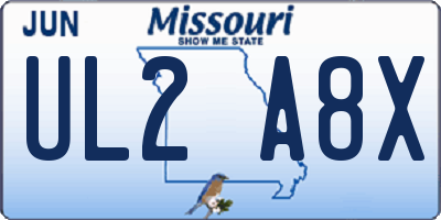 MO license plate UL2A8X
