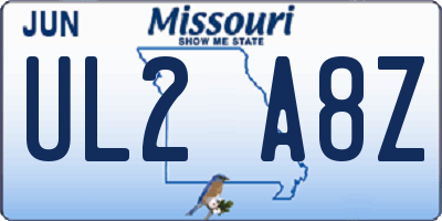 MO license plate UL2A8Z