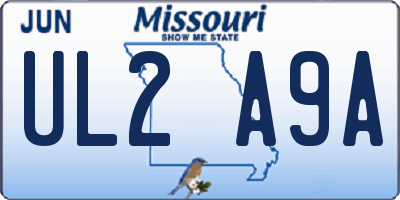MO license plate UL2A9A