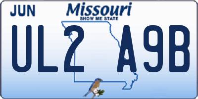 MO license plate UL2A9B