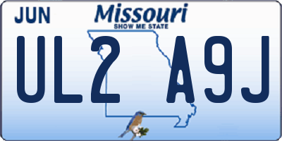 MO license plate UL2A9J