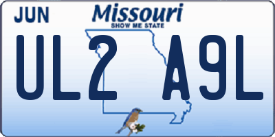 MO license plate UL2A9L