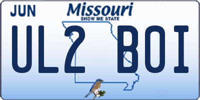 MO license plate UL2B0I
