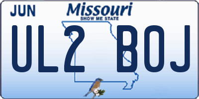 MO license plate UL2B0J