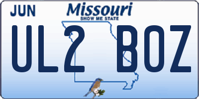 MO license plate UL2B0Z