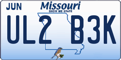 MO license plate UL2B3K
