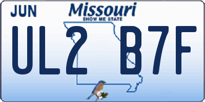 MO license plate UL2B7F