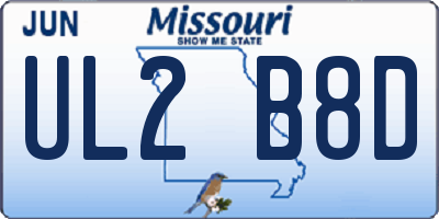 MO license plate UL2B8D