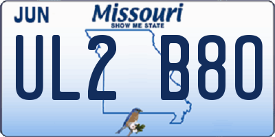 MO license plate UL2B8O
