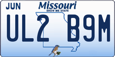 MO license plate UL2B9M