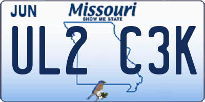 MO license plate UL2C3K
