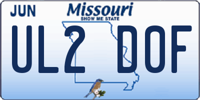 MO license plate UL2D0F