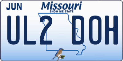 MO license plate UL2D0H