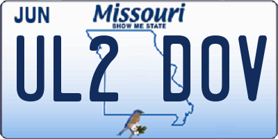 MO license plate UL2D0V