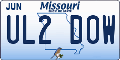 MO license plate UL2D0W