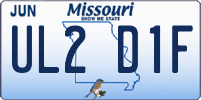 MO license plate UL2D1F
