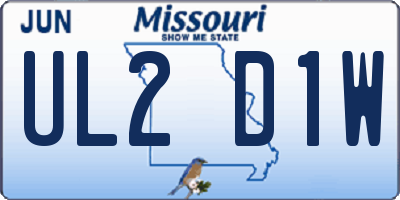 MO license plate UL2D1W
