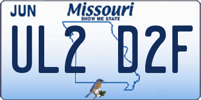 MO license plate UL2D2F