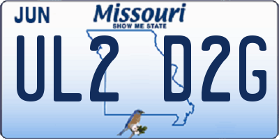 MO license plate UL2D2G
