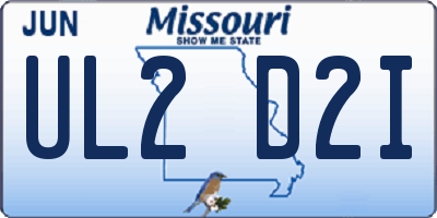 MO license plate UL2D2I