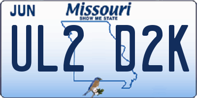 MO license plate UL2D2K