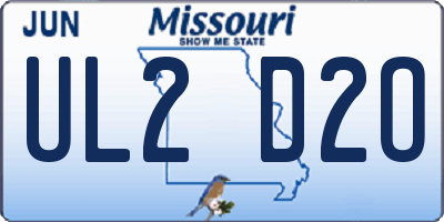 MO license plate UL2D2O