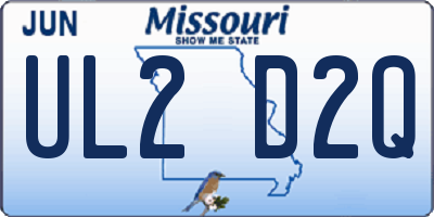 MO license plate UL2D2Q