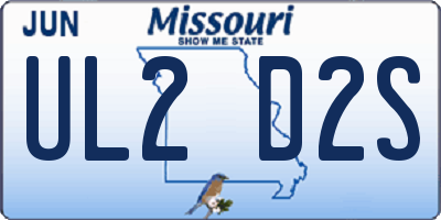MO license plate UL2D2S