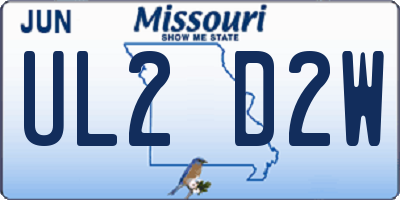 MO license plate UL2D2W