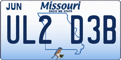 MO license plate UL2D3B