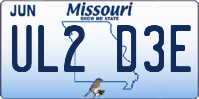 MO license plate UL2D3E