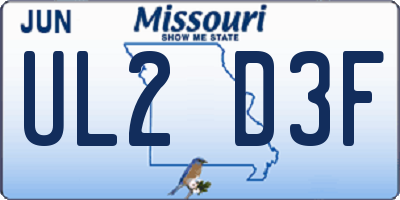 MO license plate UL2D3F