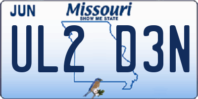 MO license plate UL2D3N