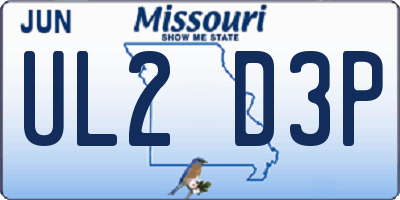 MO license plate UL2D3P
