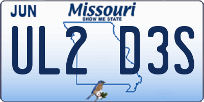 MO license plate UL2D3S