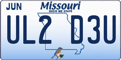 MO license plate UL2D3U