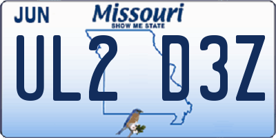 MO license plate UL2D3Z