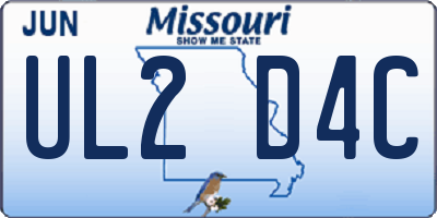 MO license plate UL2D4C