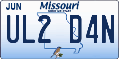 MO license plate UL2D4N
