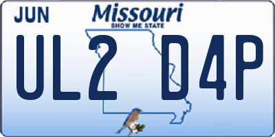 MO license plate UL2D4P