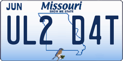 MO license plate UL2D4T