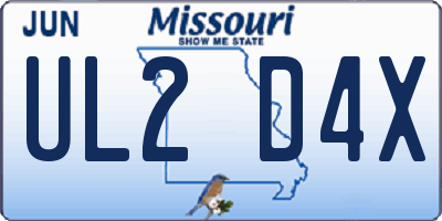 MO license plate UL2D4X