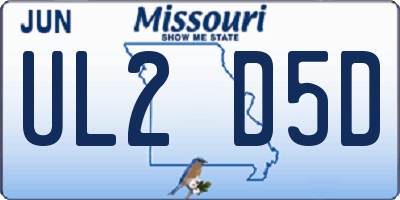 MO license plate UL2D5D