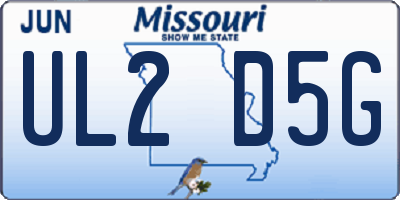 MO license plate UL2D5G