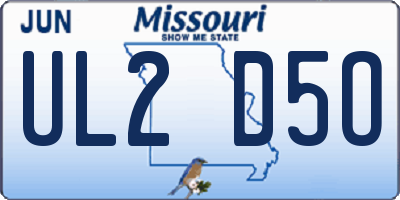 MO license plate UL2D5O