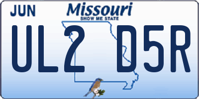 MO license plate UL2D5R