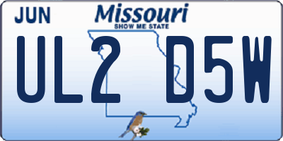 MO license plate UL2D5W
