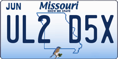 MO license plate UL2D5X